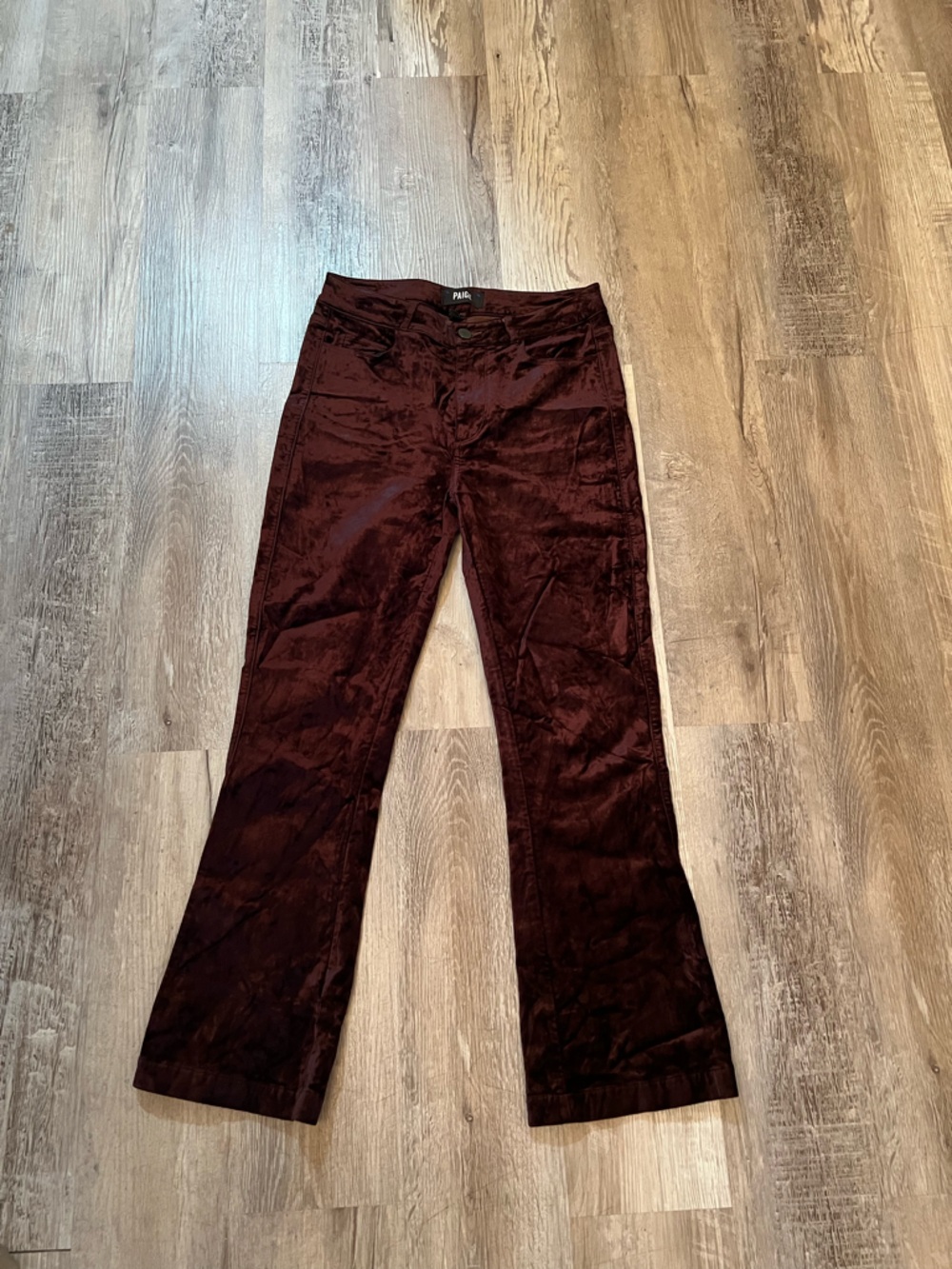 PAIGE Burgundy Velvet Flare Jeans